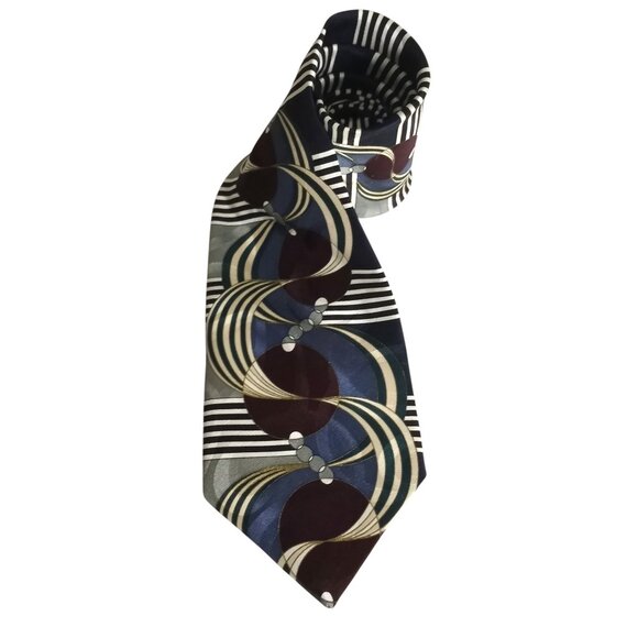 Screenplay by Martin Wong Geometric Swirl 100% Silk Neck Tie Made in USA - Picture 3 of 6